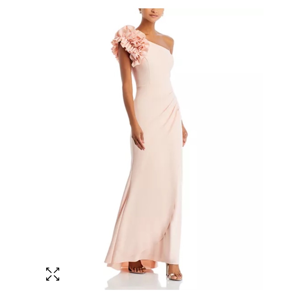 Bloomingdales Aqua One Shoulder Ruffle Crepe Gown - 100% Exclusive